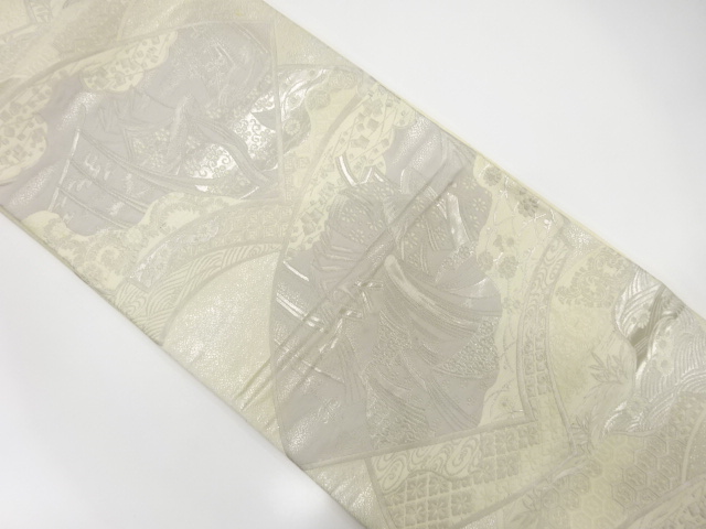 JAPANESE KIMONO / ANTIQUE FUKURO OBI / SILK / WOVEN JUNI-HITOE & FLOWER